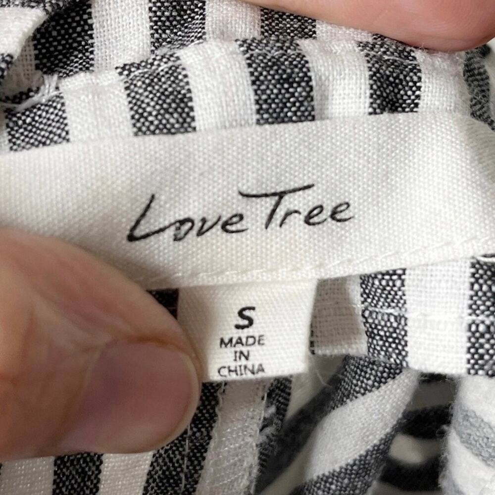Love Tree Women's Chino Shorts Size S Gray & White Striped Paperbag Waist Belted - Picture 6 of 8
